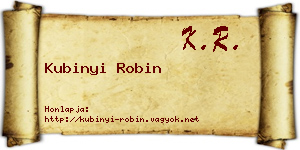 Kubinyi Robin névjegykártya